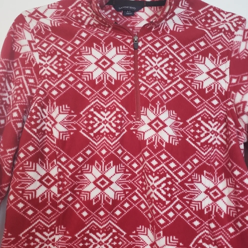 Lands End  Red Quarter Zipper Mock Neck Women's Fleece Size XS   NWOT